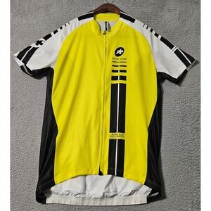 ASS0S SS.Mille Endurance Full Zip Short Sleeve Yellow White Cycling Jersey Sz XL